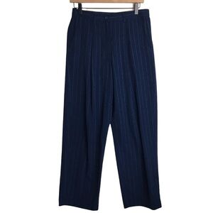 Vintage JG Hook Womens Pleated Trouser Pants Navy Striped Straight Leg 6P